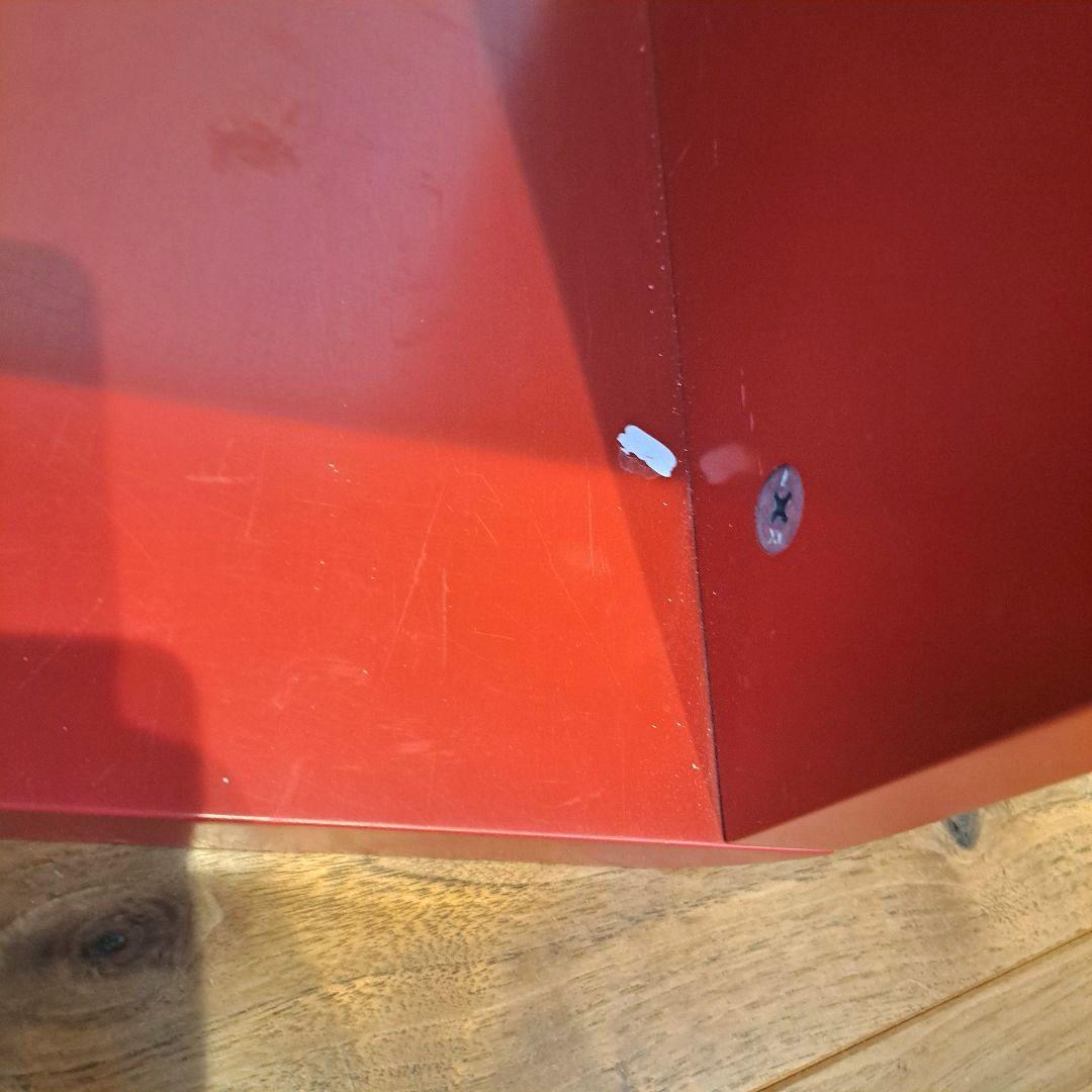 ミッドセンチュリー　スクエアボックス　　赤　モダン　木製