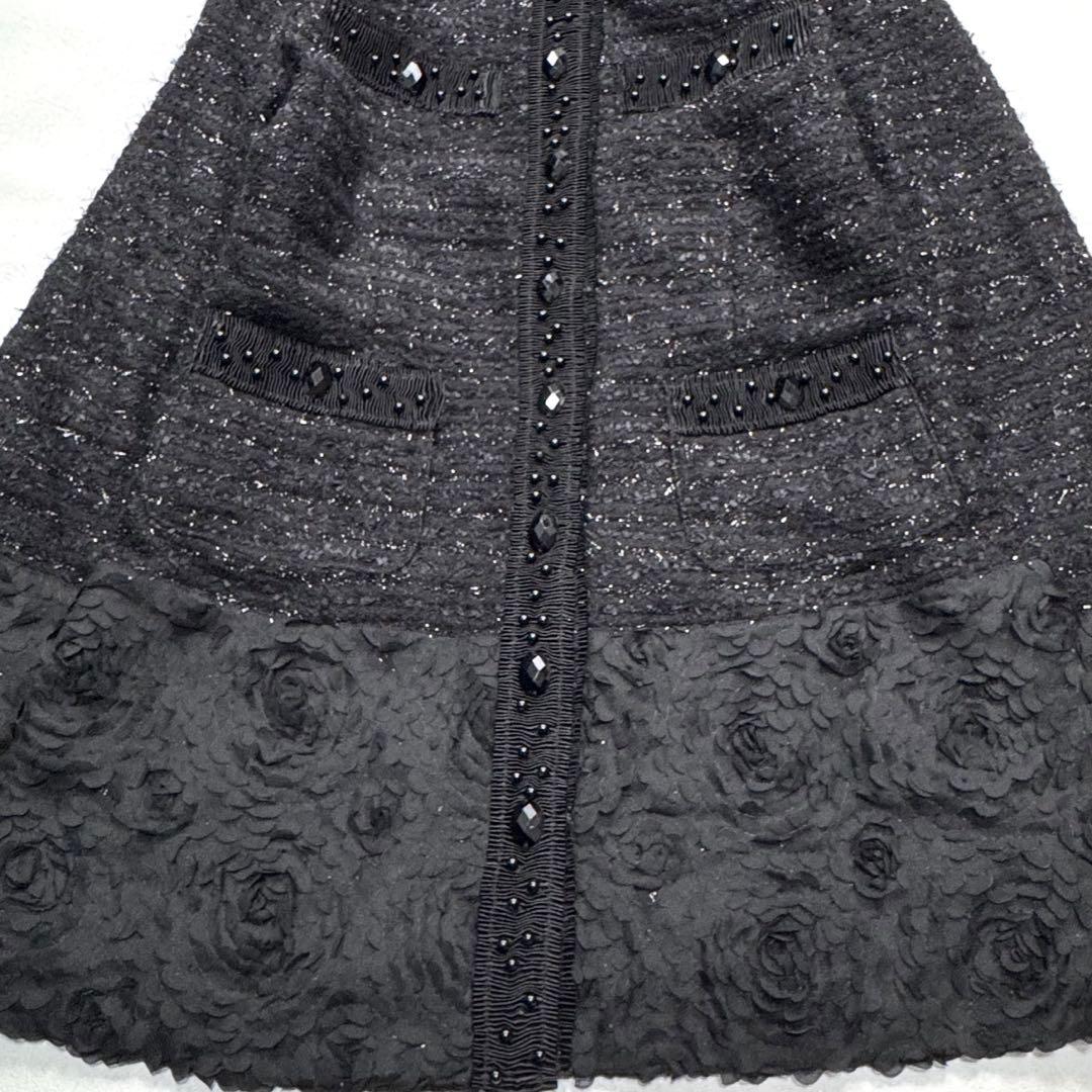 希少 大きいサイズ ノコオーノ ノーカラー ジャケット ツイード ロング 42