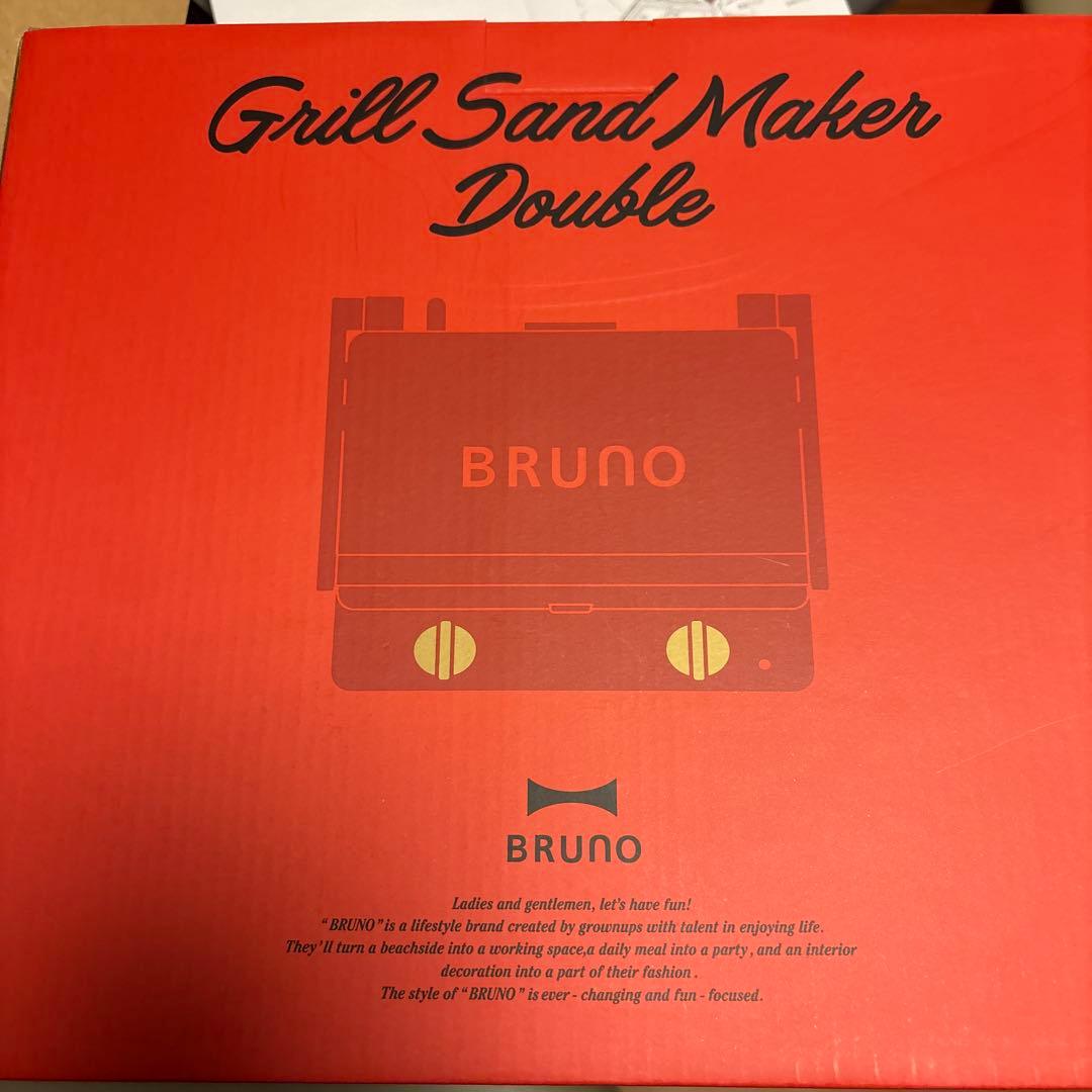 BRUNO グリルサンドメーカー ダブル赤　本体＋ミニケーキ＋ワッフル　計4枚付