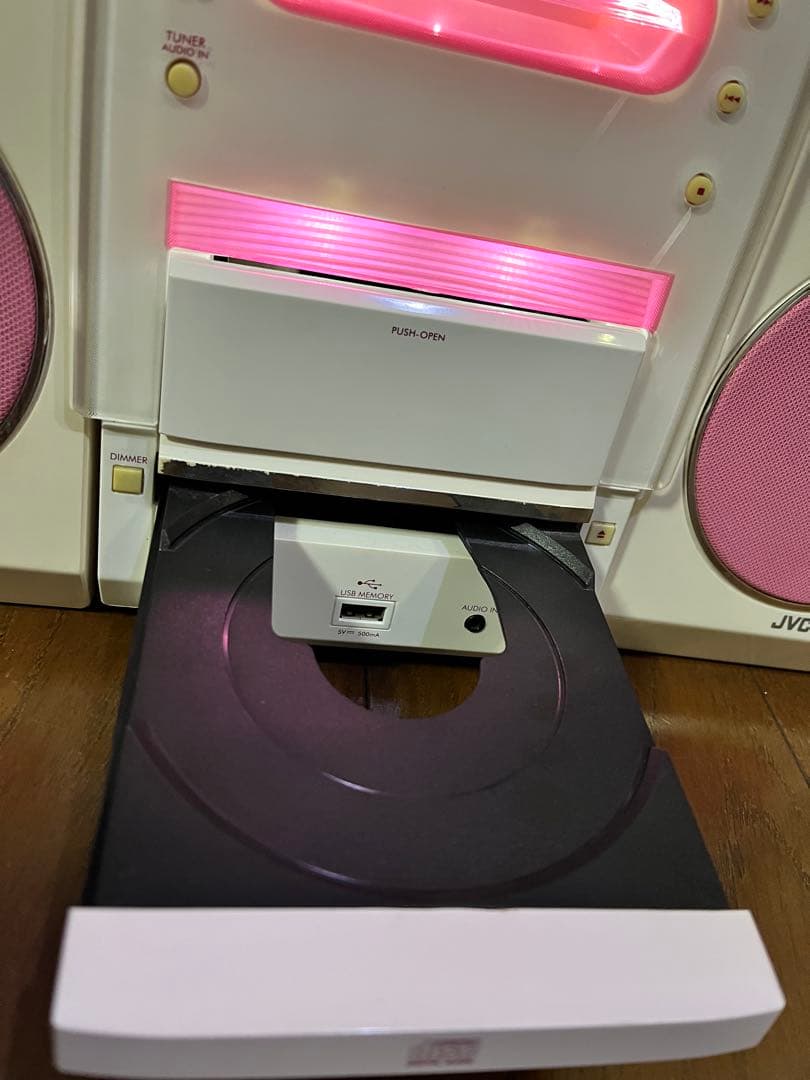 JVC UX-LP55 CDコンポ iPod対応 ホワイト ピンク リモコン付