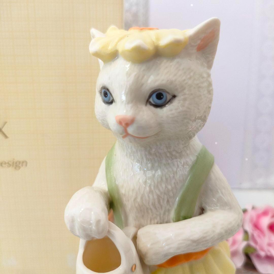 大きなサイズ レノックス ジュエリー 24K 猫 陶器 置物 キャット フラワー