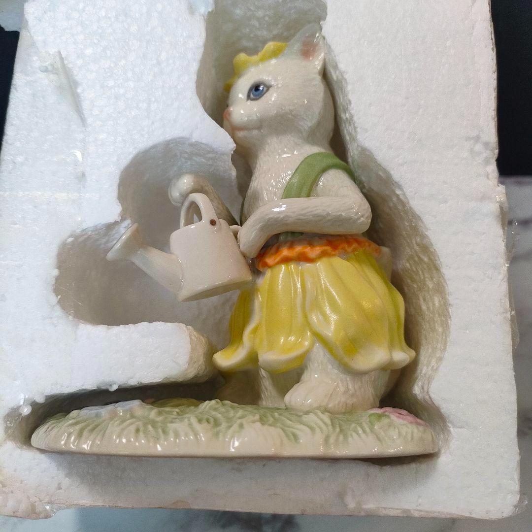 大きなサイズ レノックス ジュエリー 24K 猫 陶器 置物 キャット フラワー