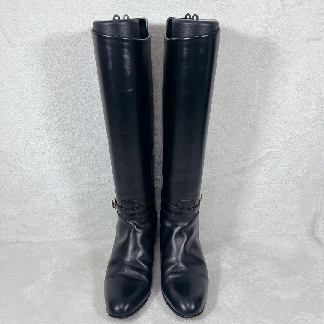 美品✨タニノクリスチー ベルト ロングブーツ ジョッキーブーツ 黒 EU37.5