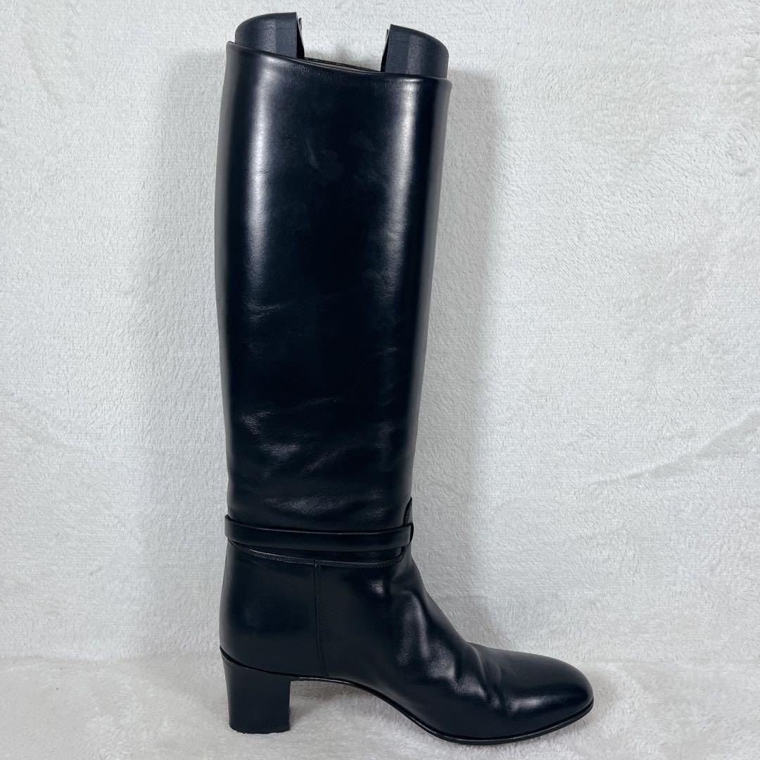 美品✨タニノクリスチー ベルト ロングブーツ ジョッキーブーツ 黒 EU37.5