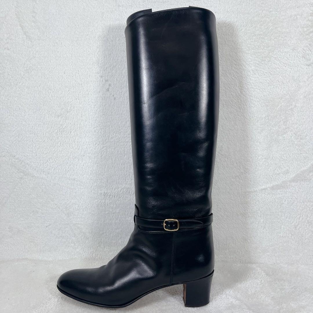 美品✨タニノクリスチー ベルト ロングブーツ ジョッキーブーツ 黒 EU37.5