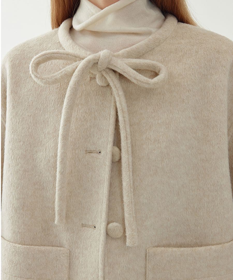 Fanostudios リボンタイ ショートウールコート FQ24W101 Ｓ