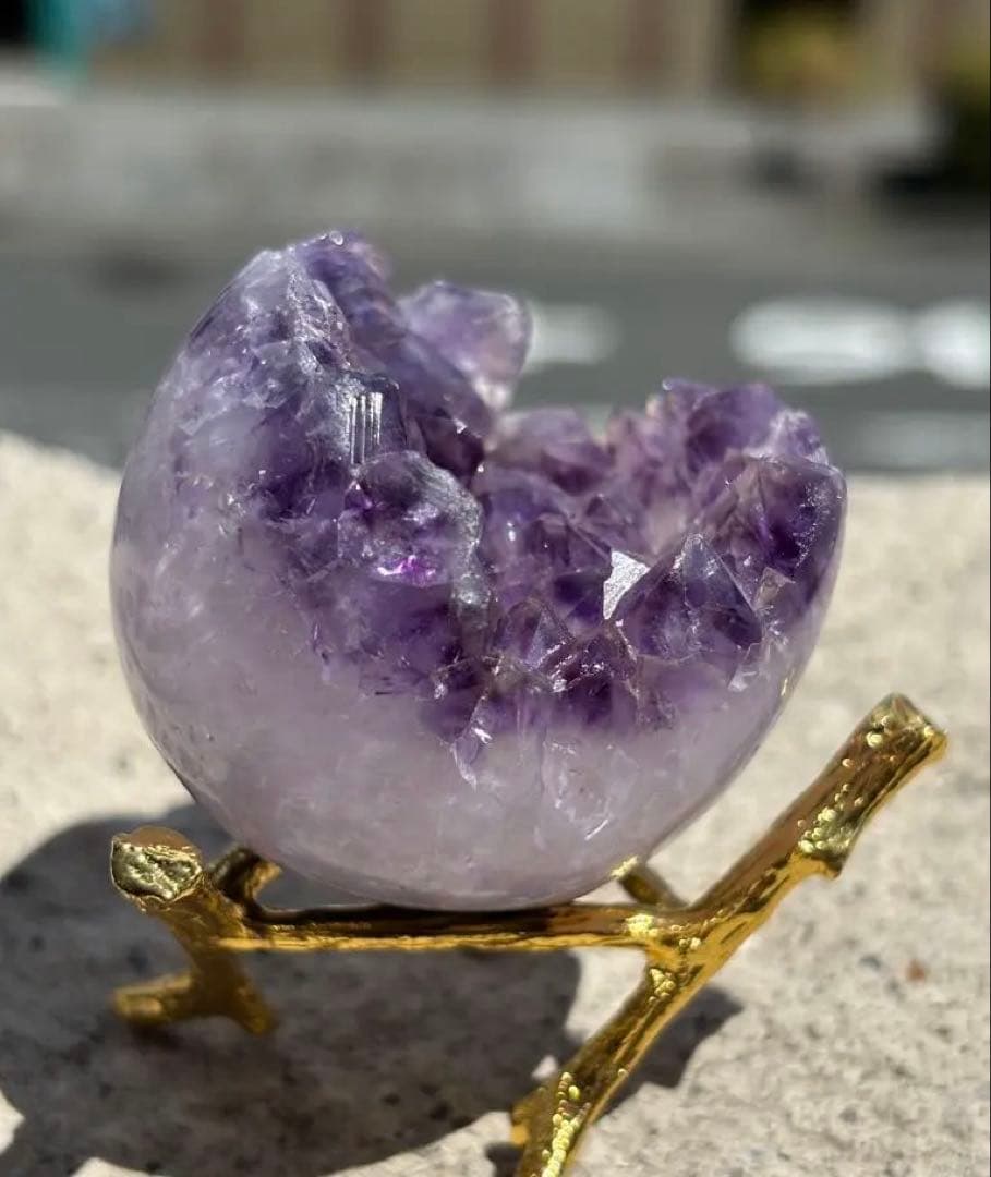 【来福】ウルグアイ産⭐️虹入り！アメジスト笑口⭐️龍穴⭐️ RM 125