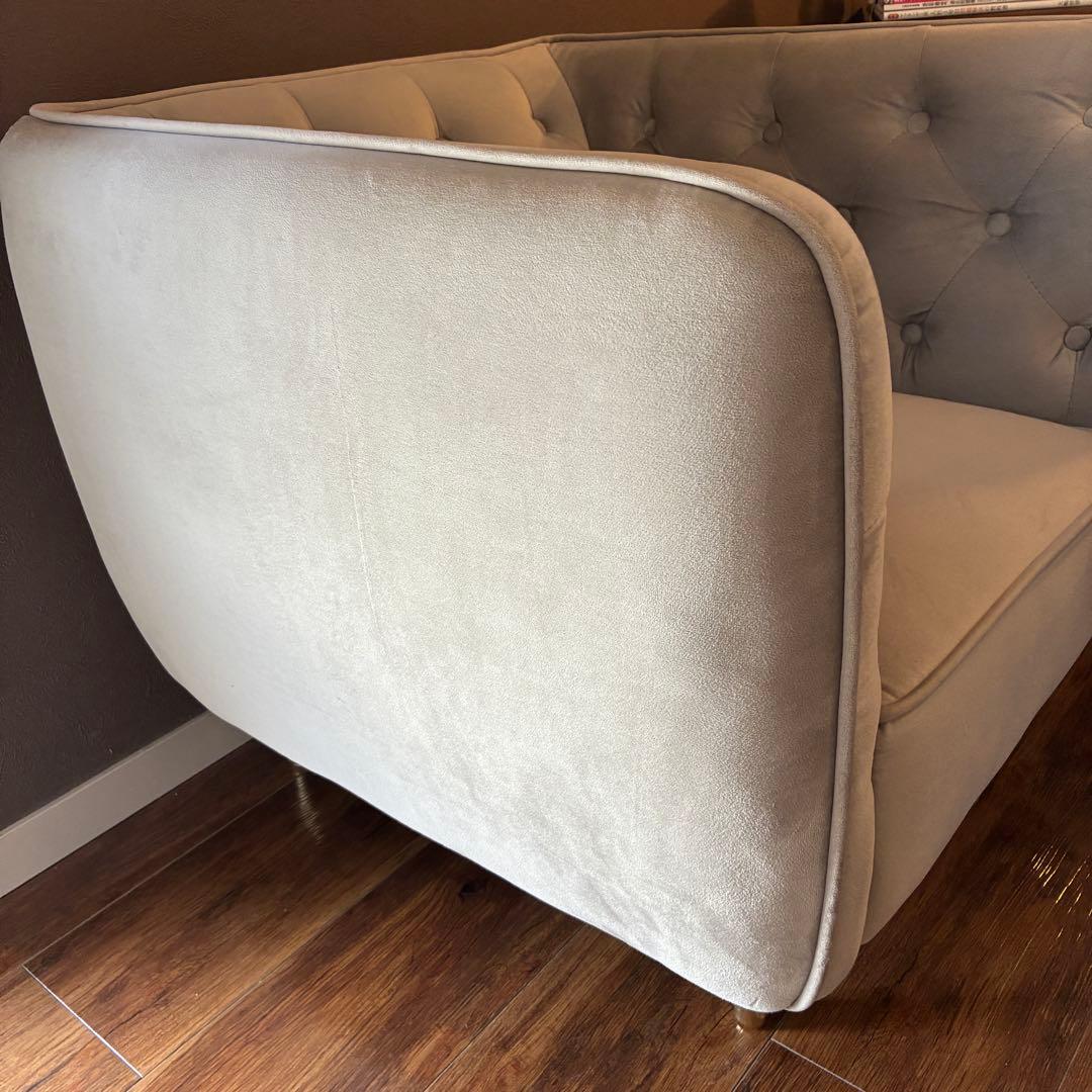 LOWYA ロウヤ 1人掛けソファ ベルベット調 グレー