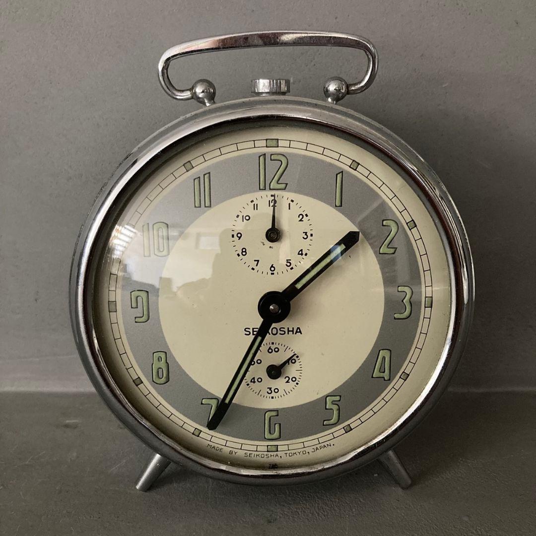 SEIKO 精工舎 アンティーク 置き時計 ニューコロナ クローム 夜光