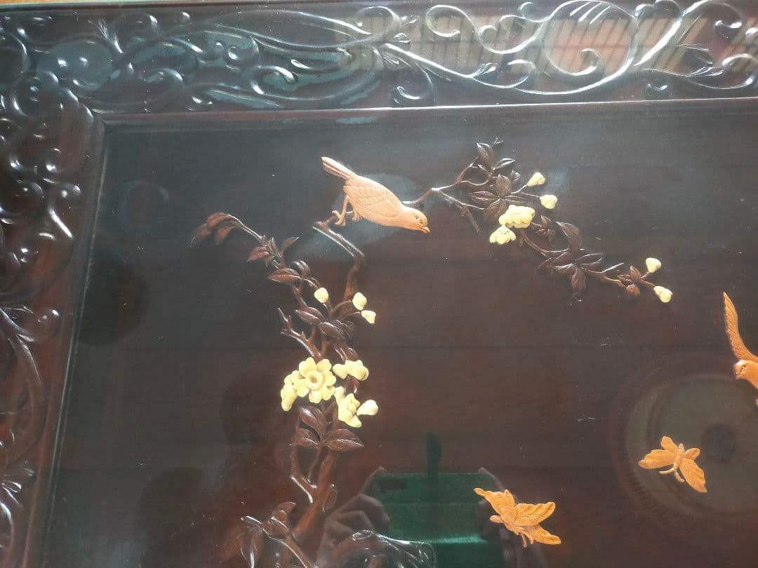 和製ビンテージ　座卓　花鳥図