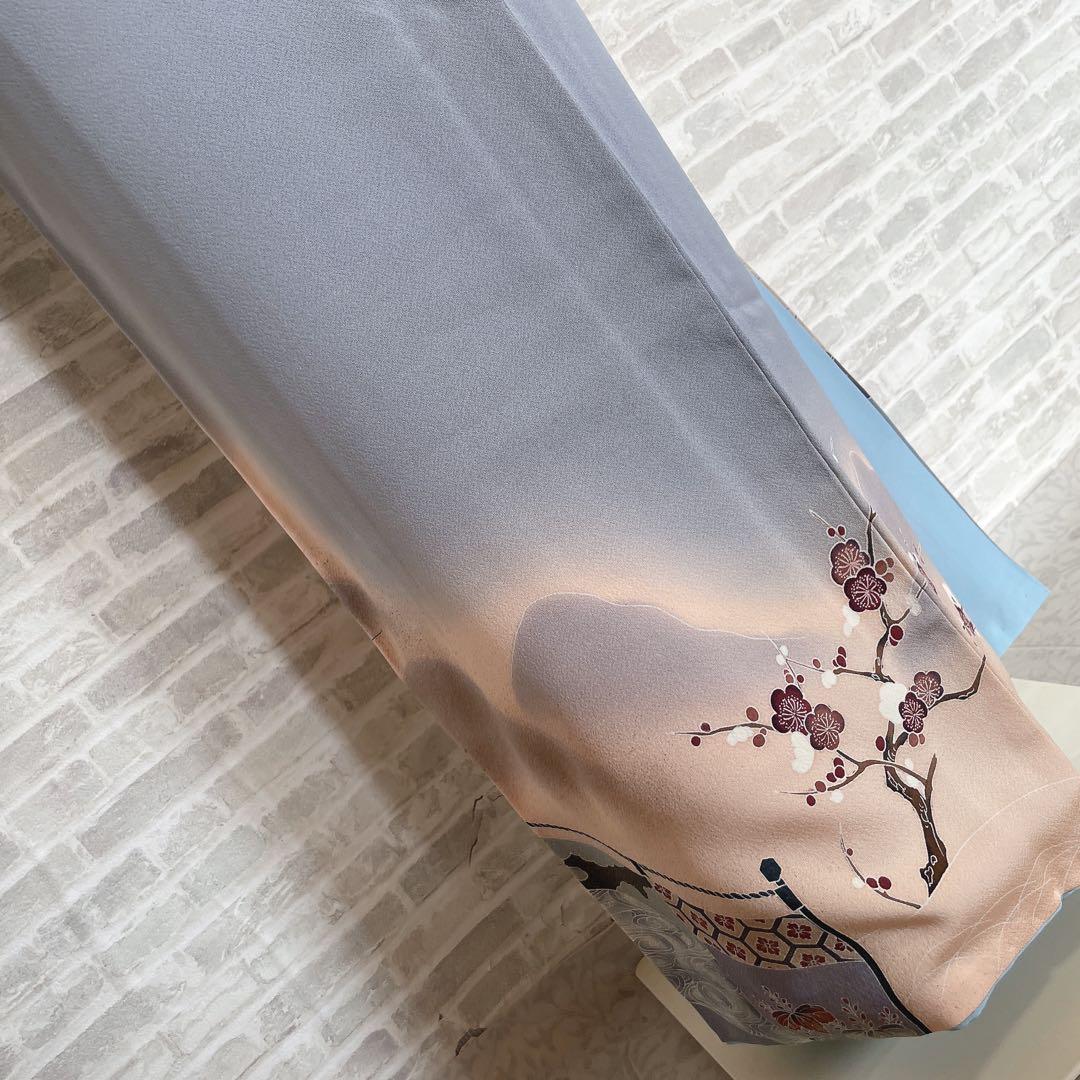 訪問着　帯　のみ　遠山紋様　梅の木　鶴　幔幕文　金彩加工　入学式　卒業式　H6