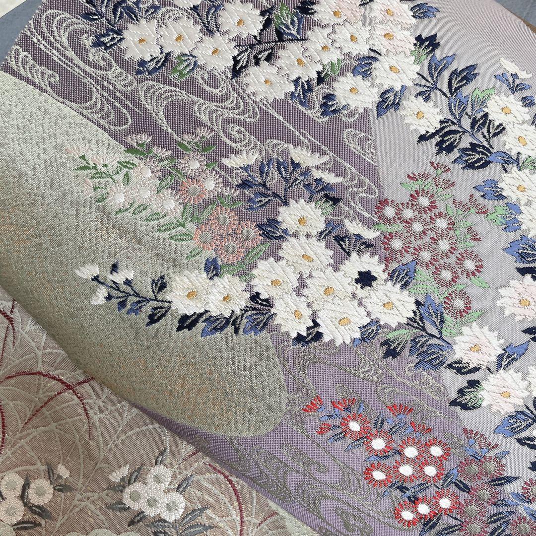 訪問着　帯　のみ　遠山紋様　梅の木　鶴　幔幕文　金彩加工　入学式　卒業式　H6