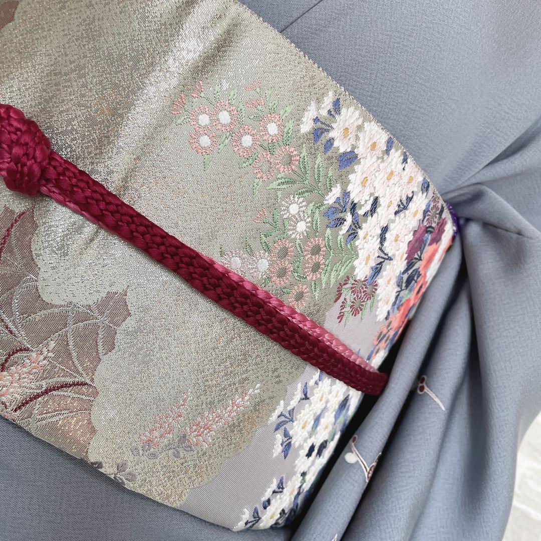 訪問着　帯　のみ　遠山紋様　梅の木　鶴　幔幕文　金彩加工　入学式　卒業式　H6