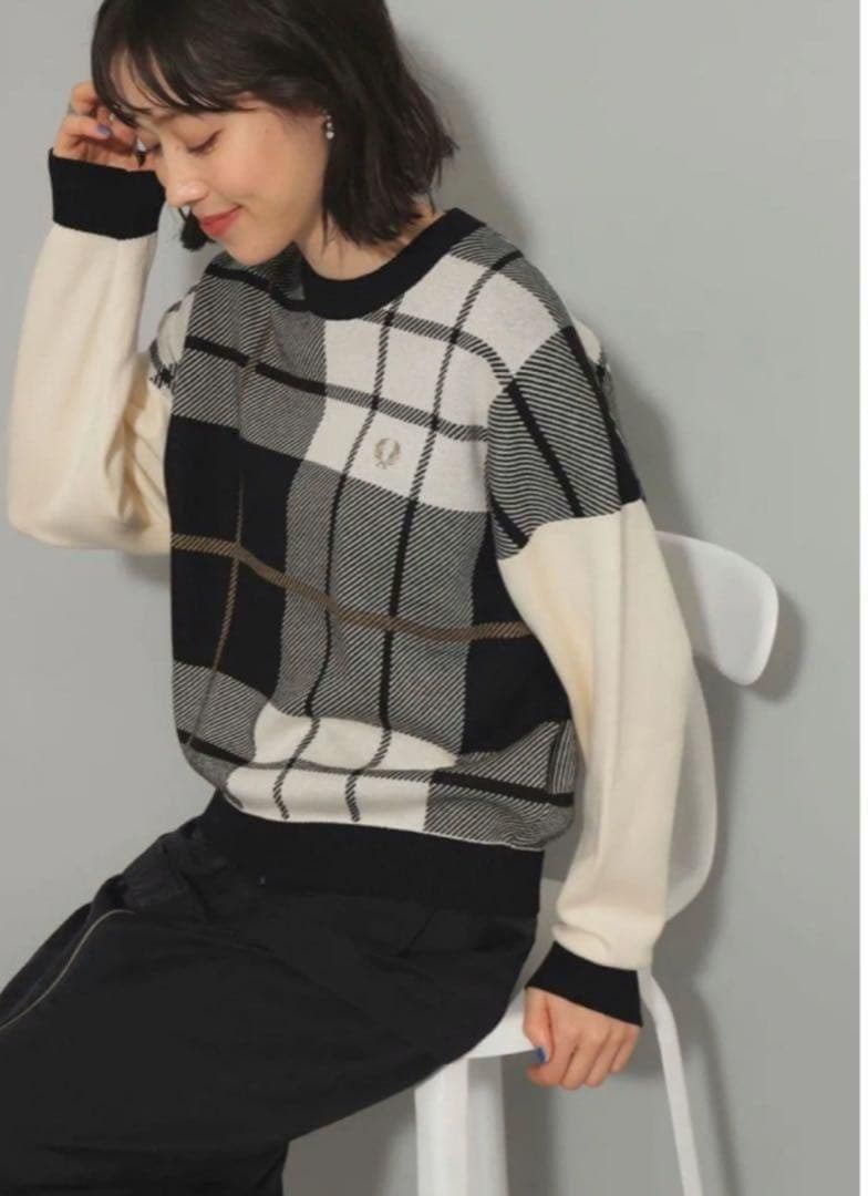 FRED PERRY × Ray BEAMS / 別注 タータンチェック ニット