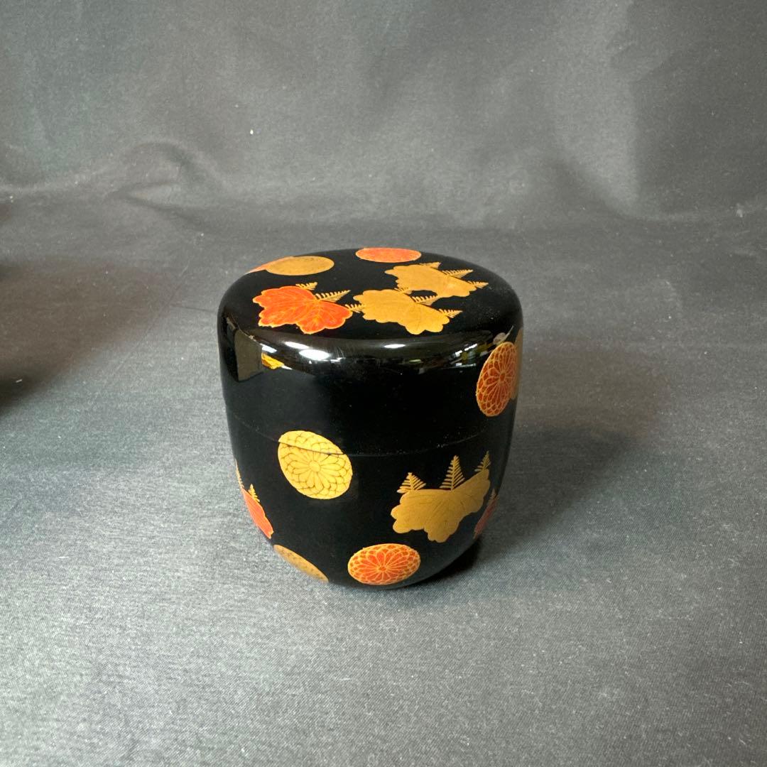 E982 送料無料　金彩蒔絵　棗　在銘　茶道具　茶室　茶道　共箱