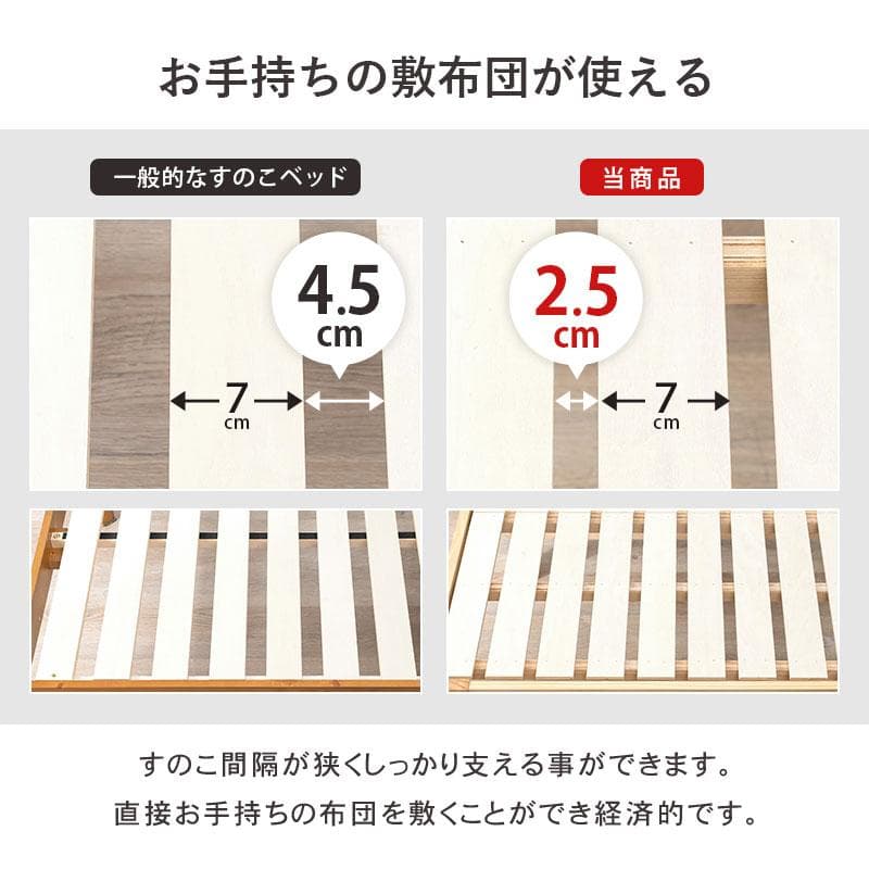 送料無料【新品】天然木　シングルすのこベッド　高さ調節可能　ロングサイズ