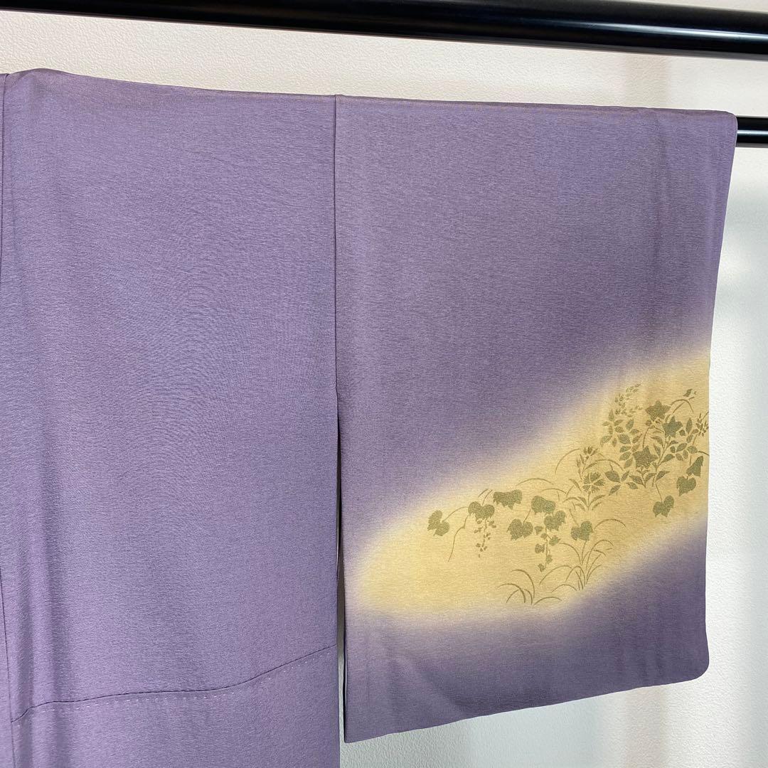 ZY-775 訪問着 金彩 手描き友禅 藤色 逸品 高級 正絹