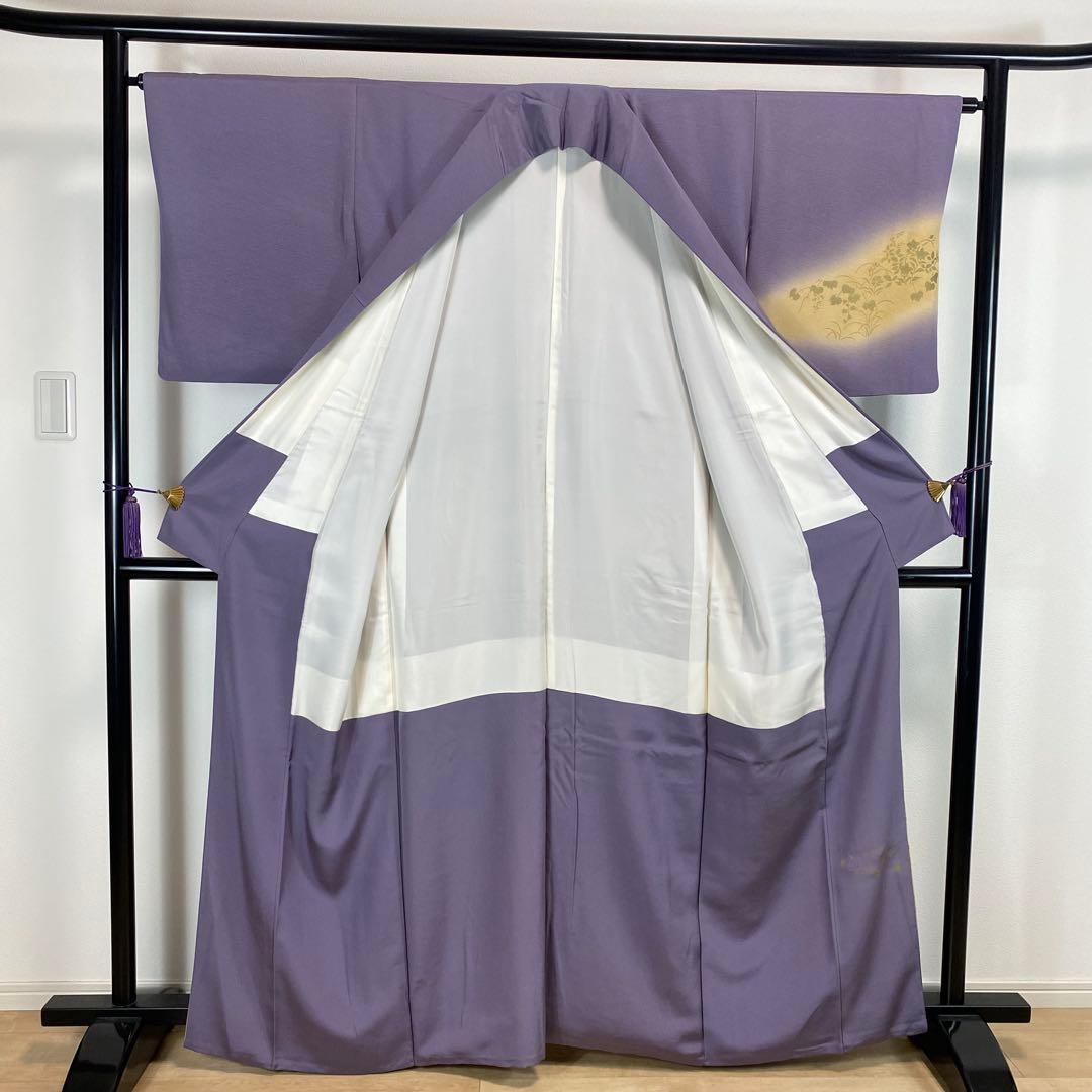 ZY-775 訪問着 金彩 手描き友禅 藤色 逸品 高級 正絹