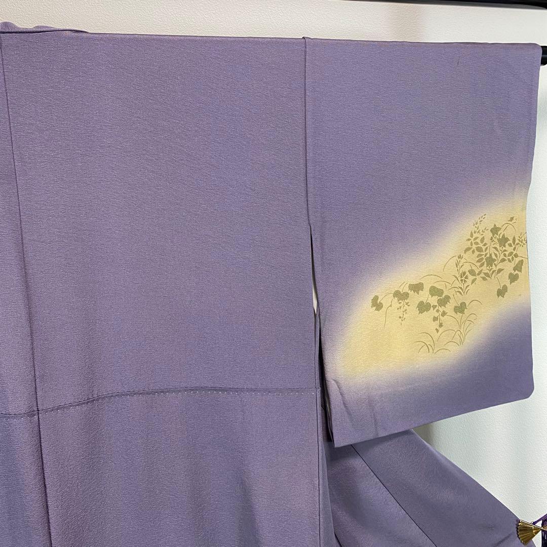 ZY-775 訪問着 金彩 手描き友禅 藤色 逸品 高級 正絹
