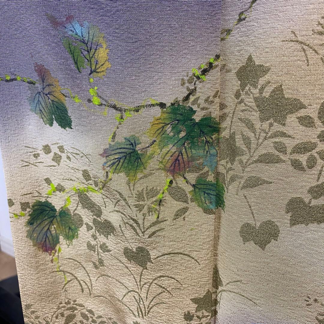 ZY-775 訪問着 金彩 手描き友禅 藤色 逸品 高級 正絹