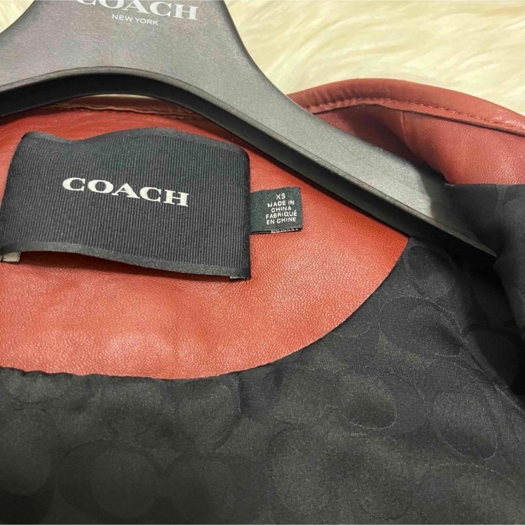COACH コーチ ノーカラー ラムレザージャケット ライダース ターンロック