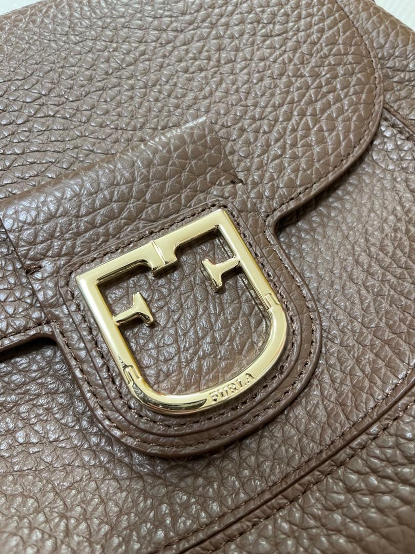 FURLA ブラウンレザーショルダーバッグ 保存袋付き
