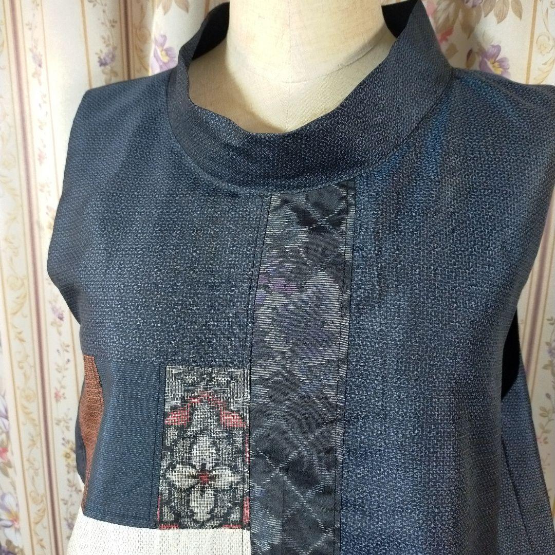 小豆です✿大島紬をつないだセットアップ　総裏仕立て　ハンドメイド♡