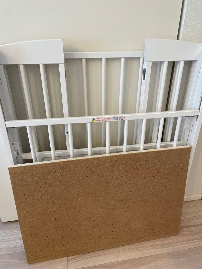 石崎家具　ミニワンタッチハイベッドプチ　ホワイト　折りたたみベビーベッド木製