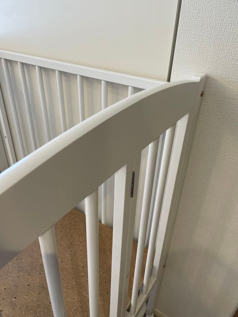 石崎家具　ミニワンタッチハイベッドプチ　ホワイト　折りたたみベビーベッド木製