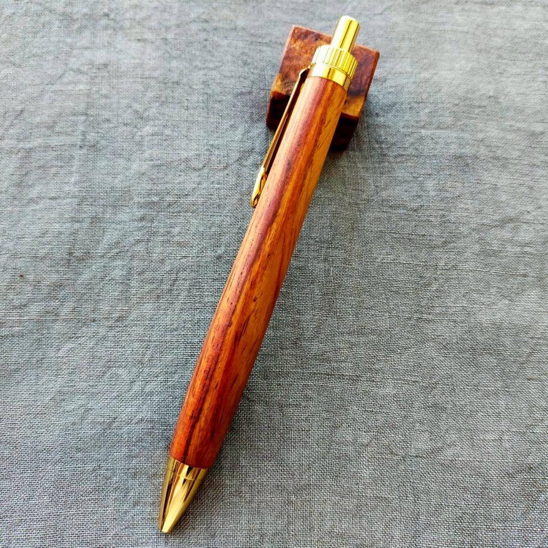 越南黄花梨　ハンドメイド　木軸ボールペン　G2　天然木　ゴールド