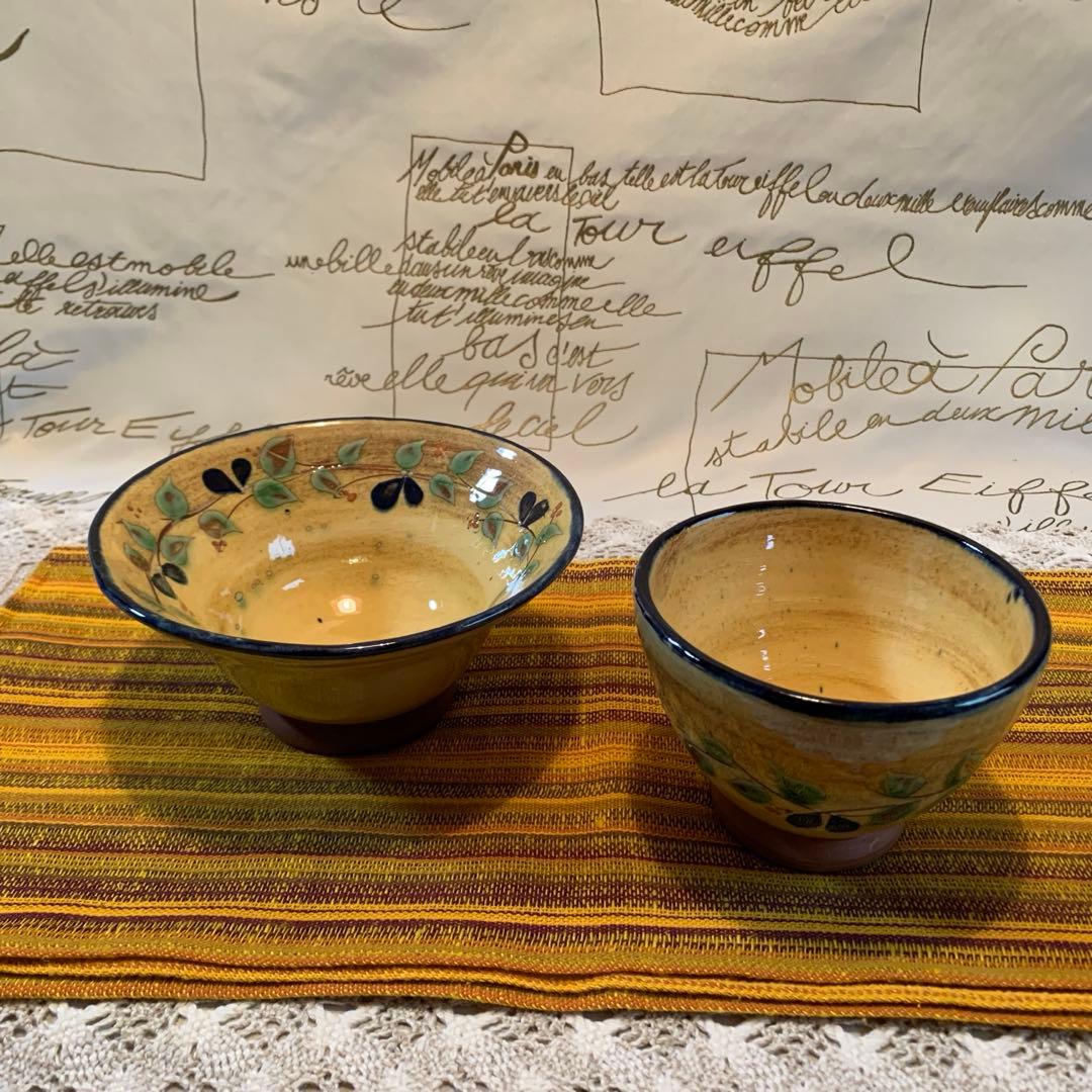 フランス製　プロバンスのビンテージの女性作家の素敵なオリーブ柄の小鉢2個セット！