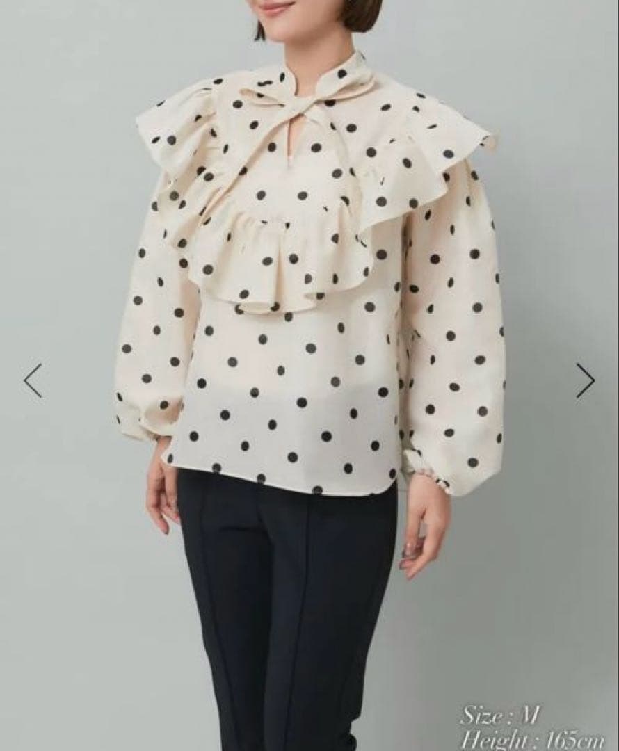 seventen セブンテン アイボリー ドットフリルブラウス