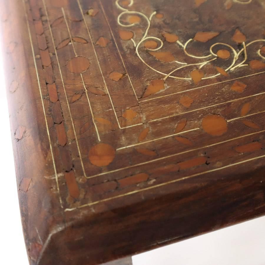 アジアンアンティーク 象嵌 チーク材 サイドテーブル 花台 飾り台