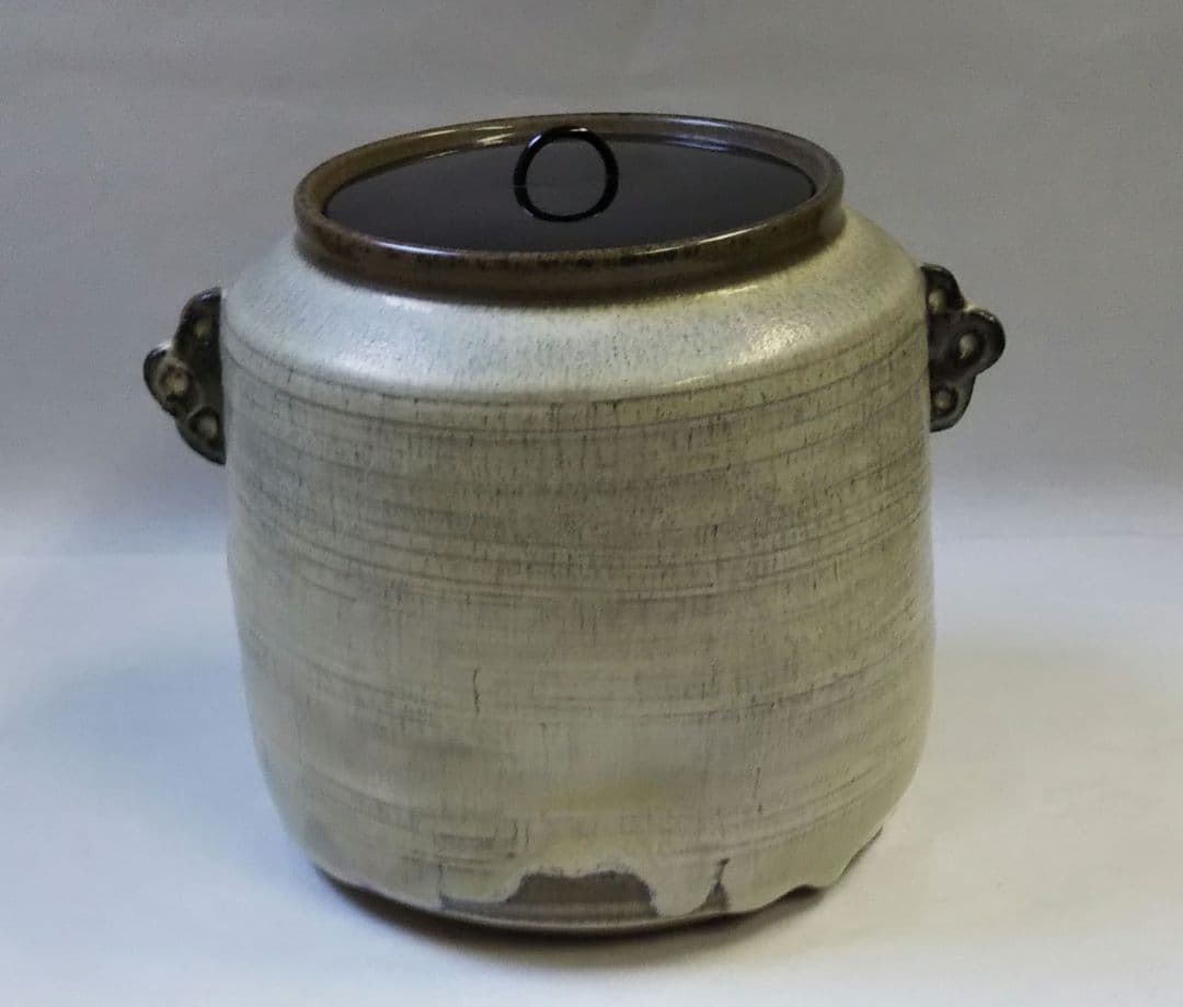 茶道具 水指 高取 古高取 斑釉 耳付 13代 高取八仙 新品