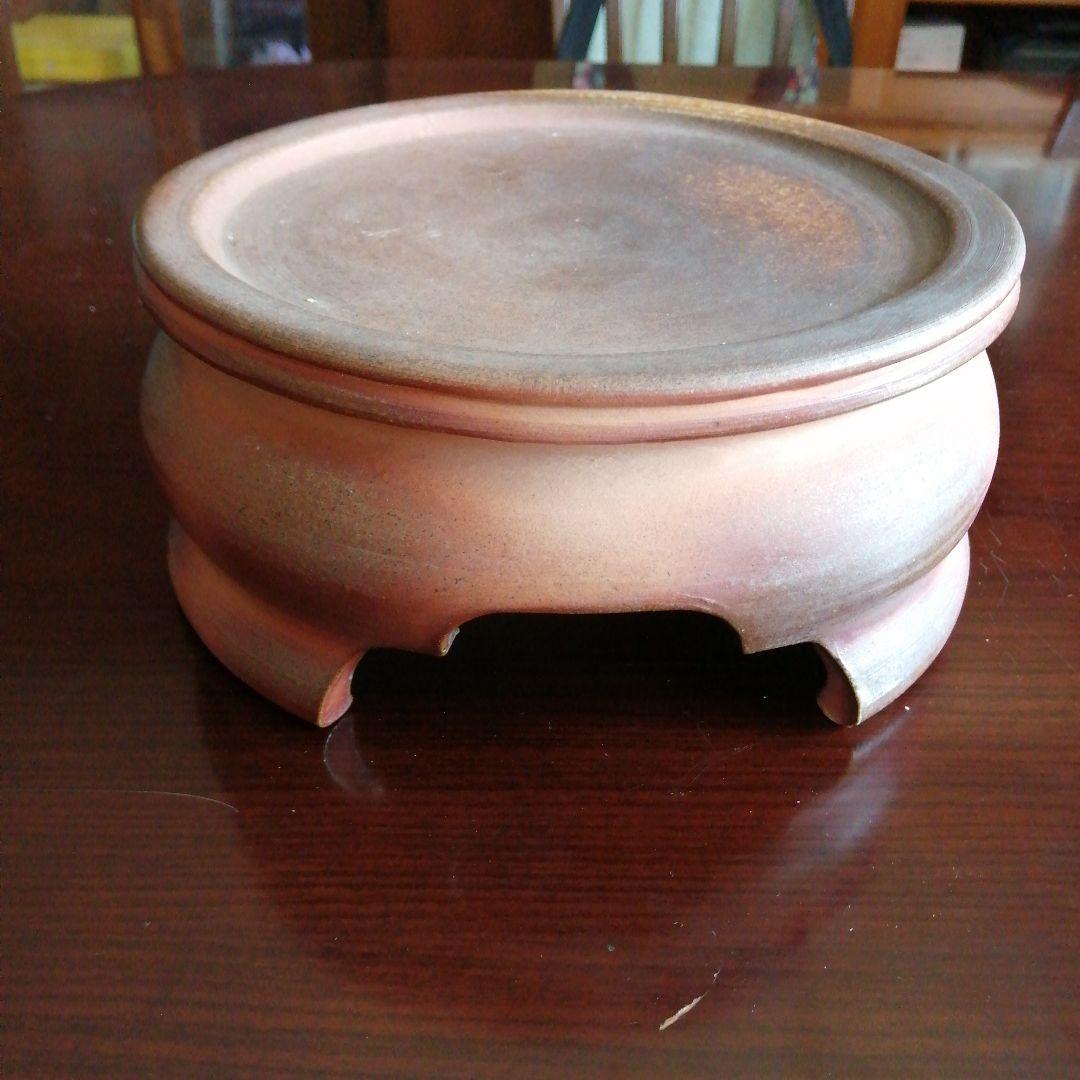 信楽焼　古谷忠六　三足花台　22cm