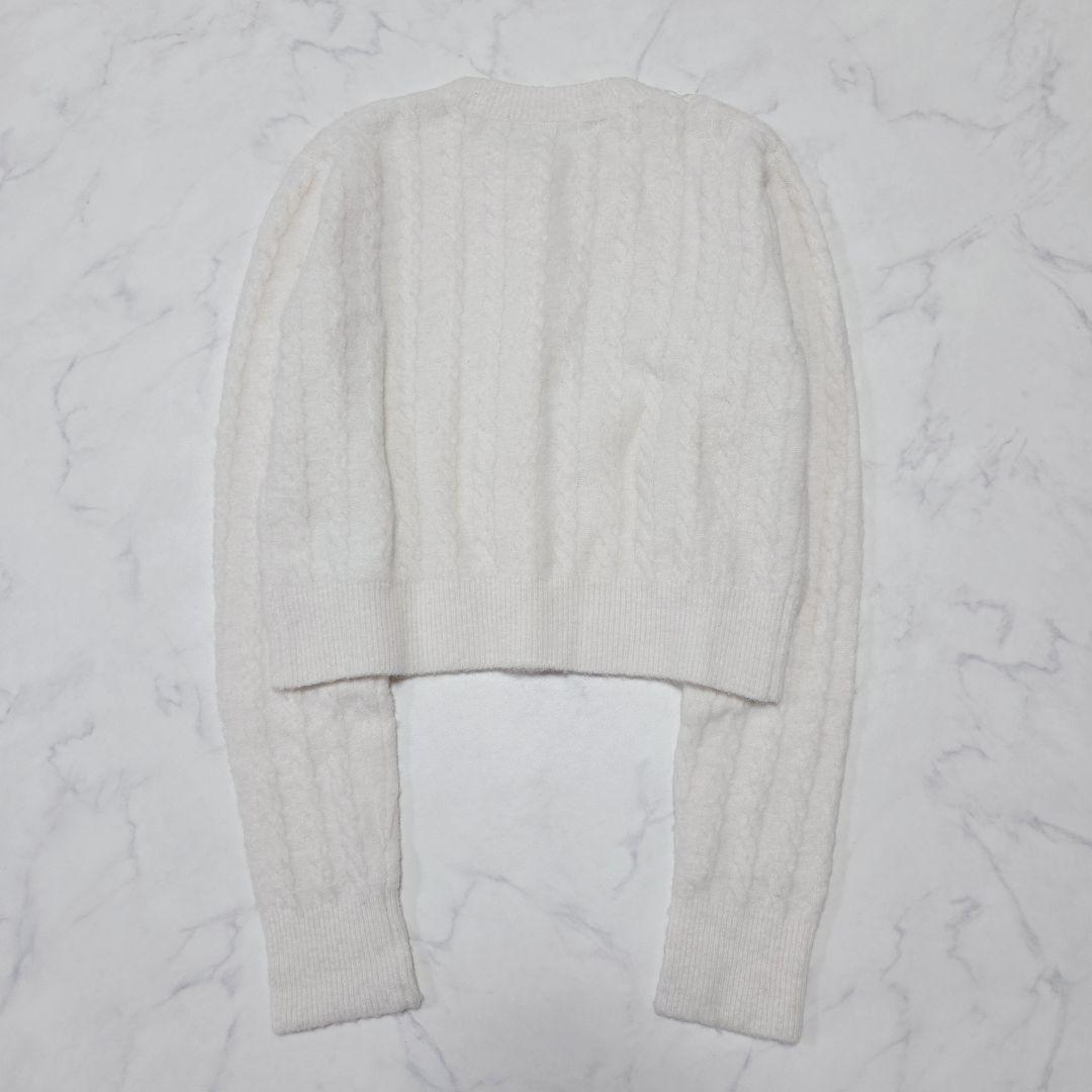 美品✨セルフォード 25SS アルパカ混 ケーブルレースデザインカーディガン 白