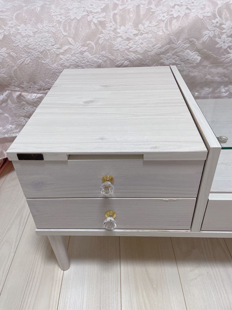 【完成品】幅90 ドレッサーテーブル　ホワイト　DIY向き