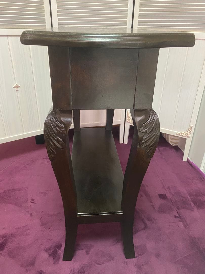 透かし彫♦️彫刻 猫脚 コンソールテーブル♦️コロニアル アンティーク♦️ブラウン