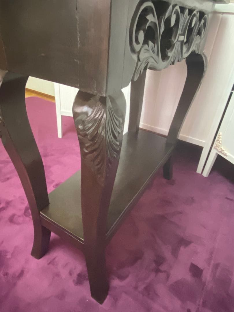 透かし彫♦️彫刻 猫脚 コンソールテーブル♦️コロニアル アンティーク♦️ブラウン