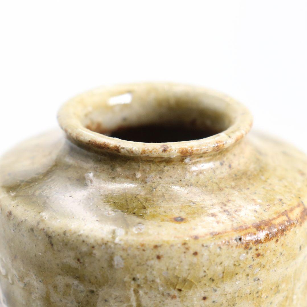 時代 古信楽焼 肩衝 茶入 花唐草文仕覆 茶道具 共箱　V916　N9