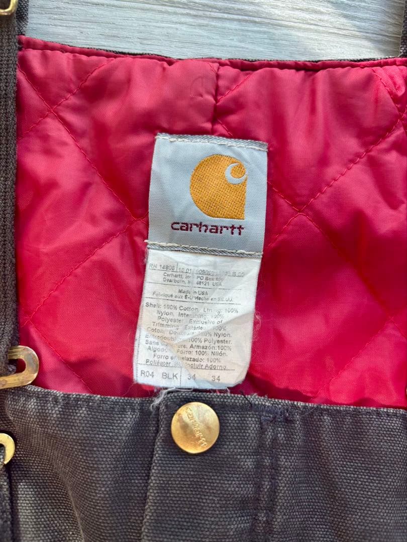 131 Carhartt 中綿ダブルニー オーバーオール USA製 ブラック｜