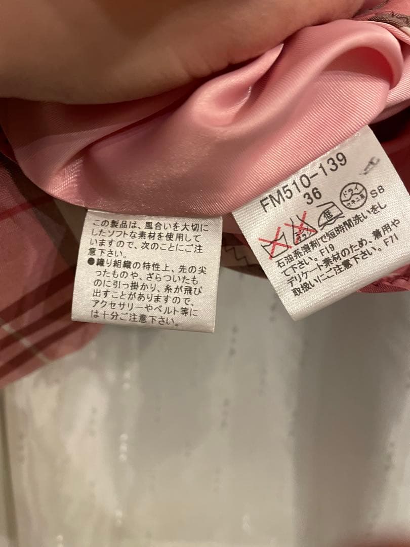 BURBERRY ピンク チェック ノースリーブ ワンピース　サイズ36