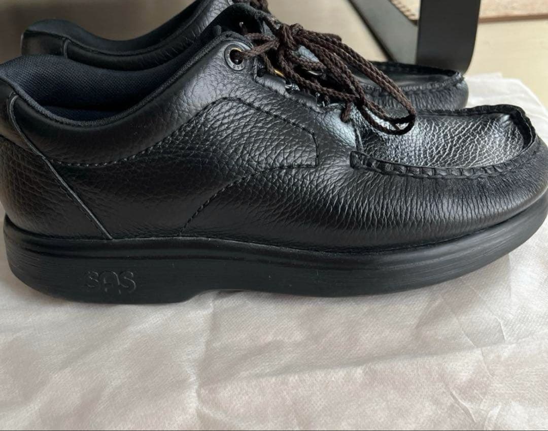 SASエスエーエス　レザー シューズ スニーカー黒 ブラック靴　ビンテージ