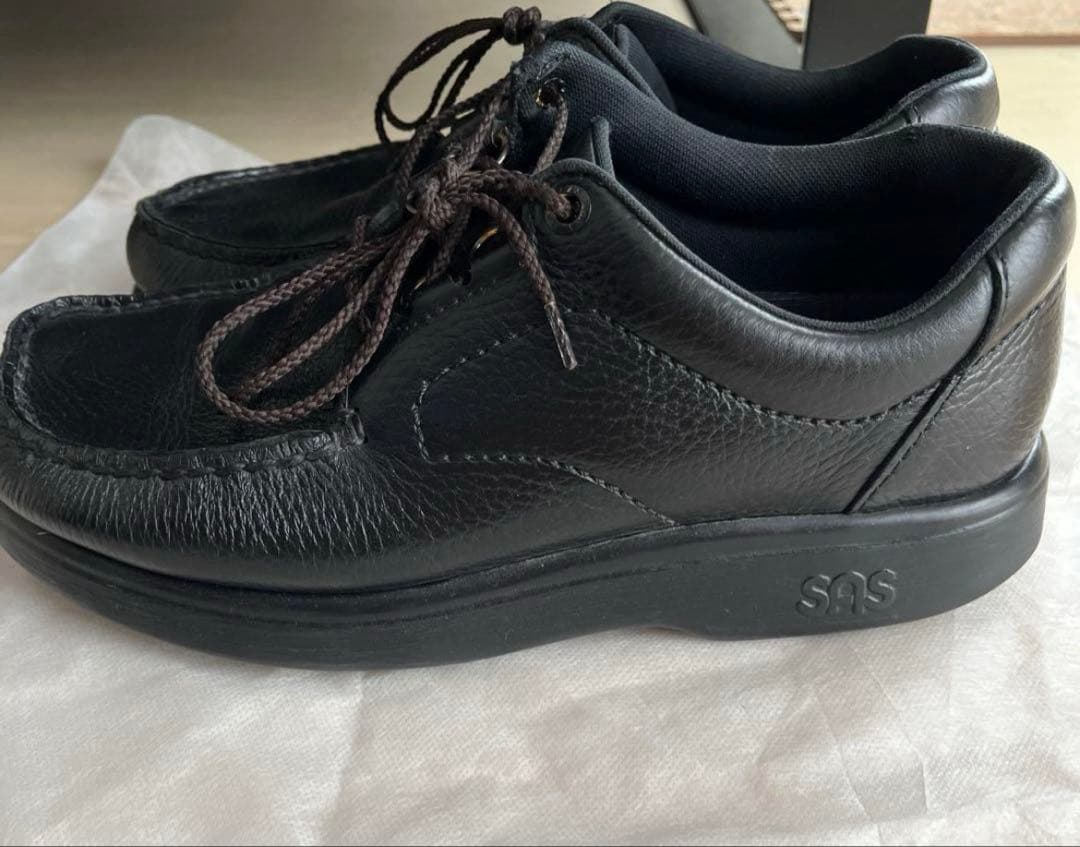 SASエスエーエス　レザー シューズ スニーカー黒 ブラック靴　ビンテージ