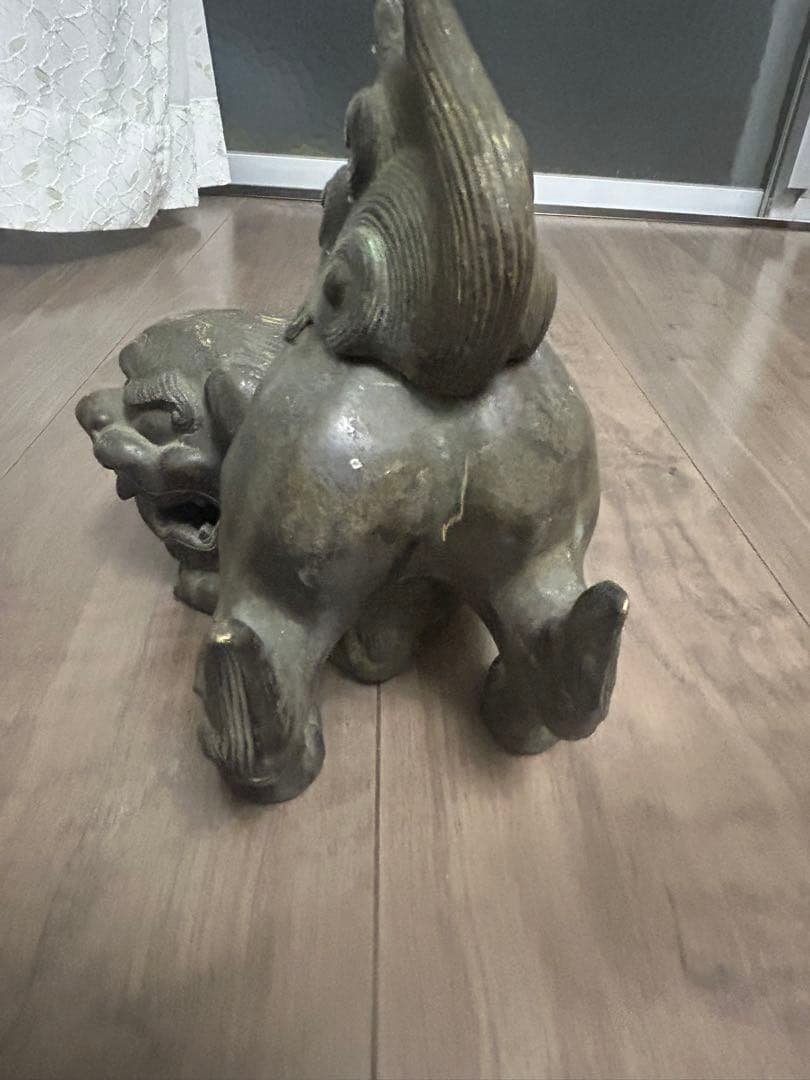 古董，古銅製，金工，獅子香炉，重1900克