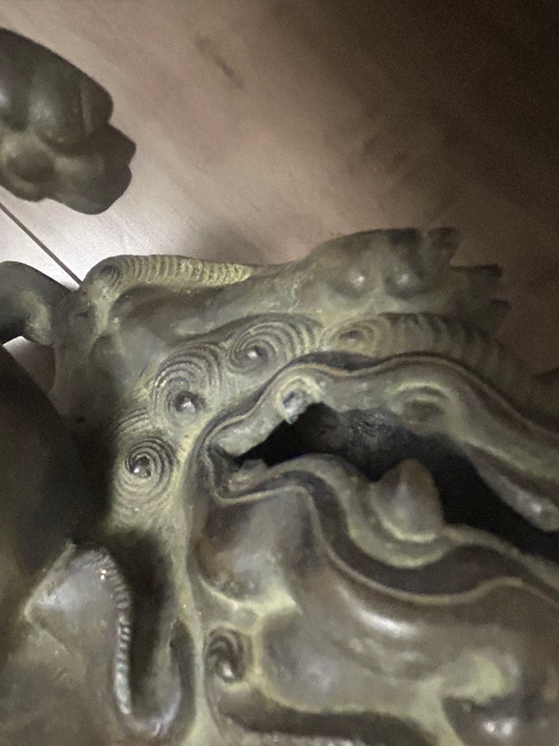 古董，古銅製，金工，獅子香炉，重1900克