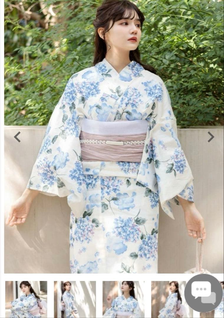 DITA ディータ 浴衣 湊色の水彩紫陽花 白 水色