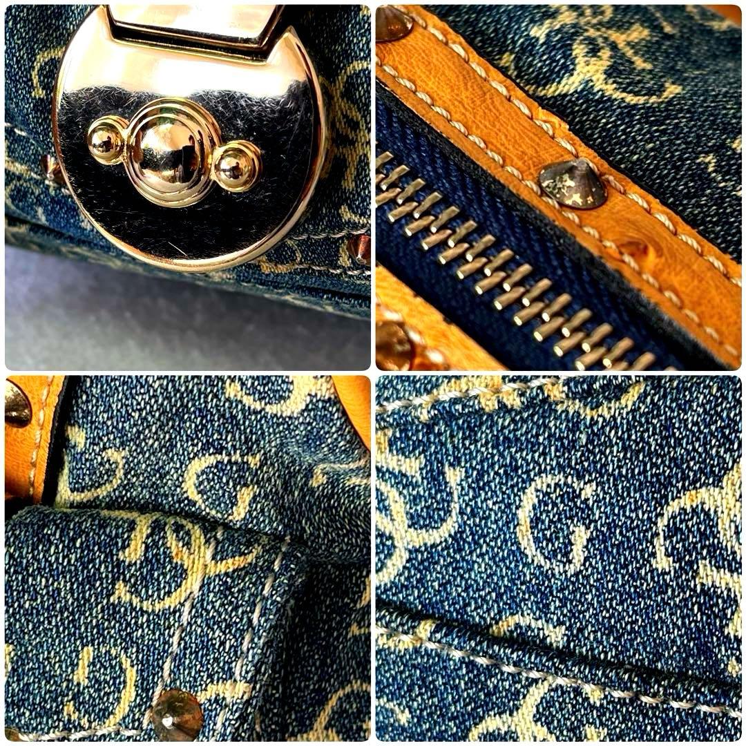 GUESS ゲス デニムハンドバッグ レザー ミニ ボストン コンビ レディース