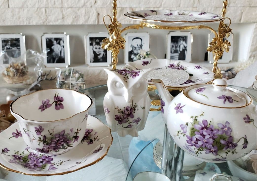 ハマースレイ ⑥ バイオレット フクロウ 爪楊枝入れ アンティーク