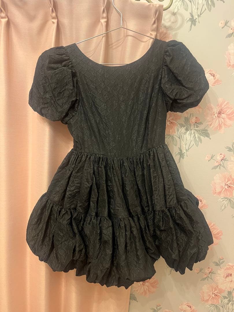 トリートユアセルフ ジャガード ミニワンピース ブラック